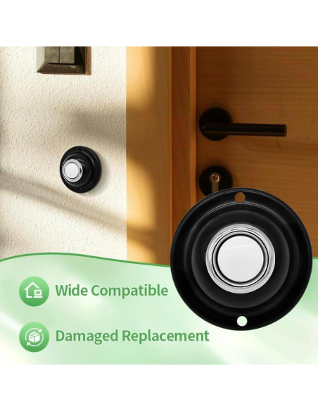 Botón de Timbre Redondo Metal Negro SZTGR con LED Iluminado