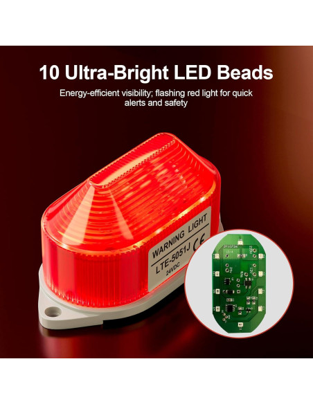 Luz de Advertencia Estroboscópica QTEATAK 24V LED Rojo 105dB