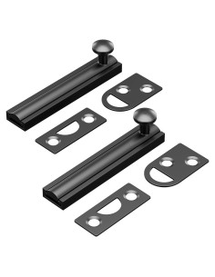 Cerradura de Tornillo Deslizante de Latón Sólido 8 cm Negra - 2 Pzas