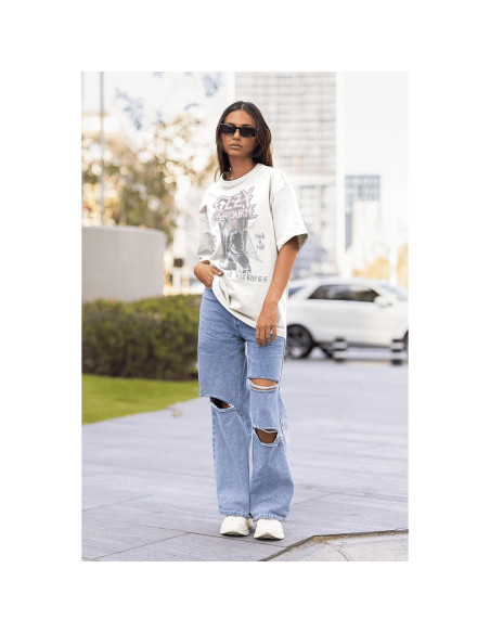 Camiseta Blanca Vintage Ozzy Osbourne Rock 'n' Roll Unisex