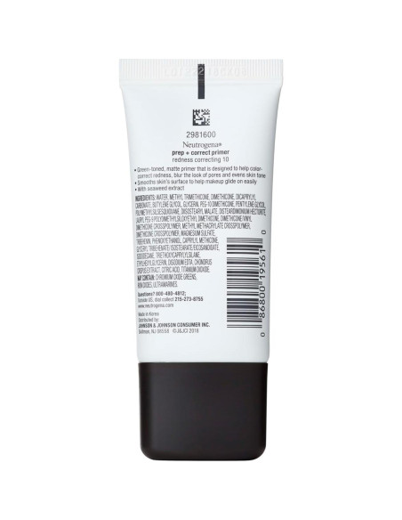 Neutrogena Prep + Correct Primer Verde 28.35 g - Corrección Rojeces