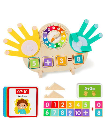 Juguetes Educativos Matemáticos 2 en 1 - Bloques y Reloj Montessori
