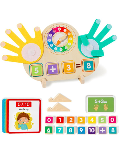 Juguetes Educativos Matemáticos 2 en 1 - Bloques y Reloj Montessori