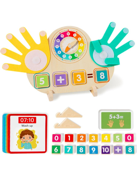 Juguetes Educativos Matemáticos 2 en 1 - Bloques y Reloj Montessori