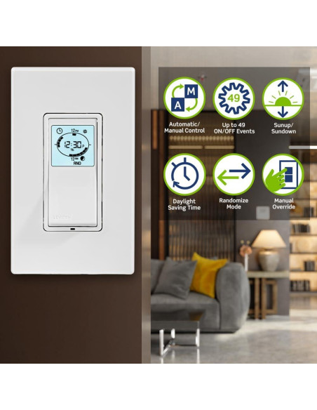 Interruptor Temporizador Programable Leviton VPT24-1PZ Blanco