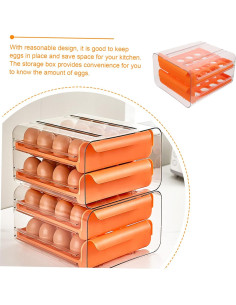 Organizador de Huevos Tofficu Doble Capa 32 Huevos Naranja 2