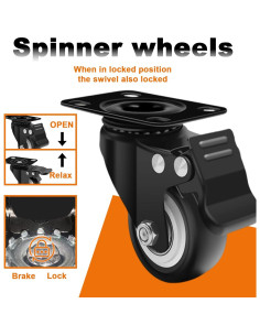 Ruedas de Caster 2" MSH&HCE con Bloqueo - 272kg, Juego de 4 2