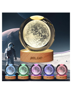 Lámpara de Noche 3D JHXLAMP 8 cm 7 Colores para Dormitorio