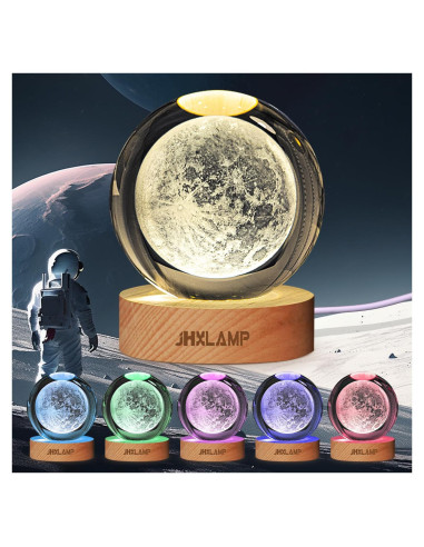 Lámpara de Noche 3D JHXLAMP 8 cm 7 Colores para Dormitorio