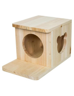 Casa de Chinchilla de Madera Natural CHIIRAKU - Mini 29.5x21.6cm