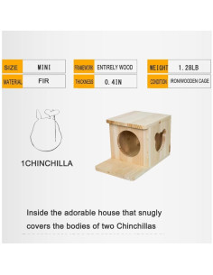Casa de Chinchilla de Madera Natural CHIIRAKU - Mini 29.5x21.6cm 2