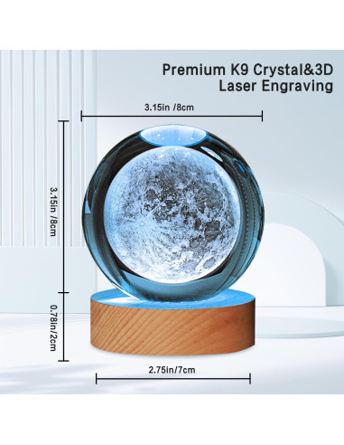 Lámpara de Noche 3D JHXLAMP 8 cm 7 Colores para Dormitorio