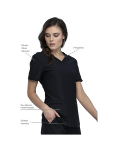 Top de Scrubs V-Neck Cherokee Form CK840 para Mujeres - Negro 2