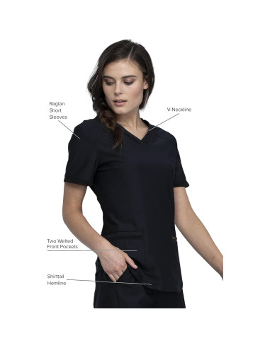 Top de Scrubs V-Neck Cherokee Form CK840 para Mujeres - Negro