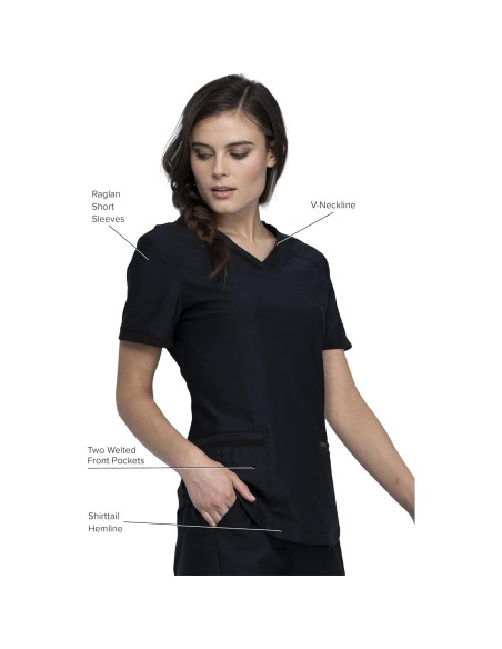 Top de Scrubs V-Neck Cherokee Form CK840 para Mujeres - Negro