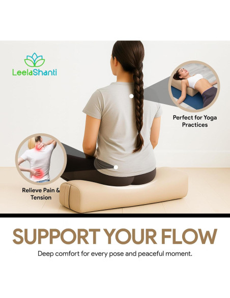 Almohada de Yoga LeelaShanti Beige 69.85x30.48cm Soporte Espalda