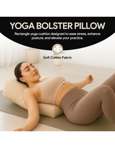 Almohada de Yoga LeelaShanti Beige 69.85x30.48cm Soporte Espalda
