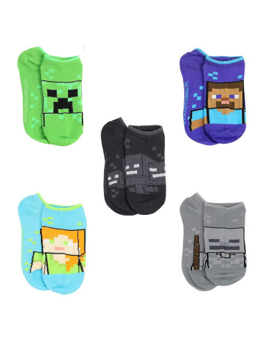 Calcetines Minecraft para Niños - Paquete de 5, Talla 4-6
