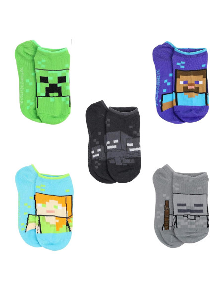 Calcetines Minecraft para Niños - Paquete de 5, Talla 4-6