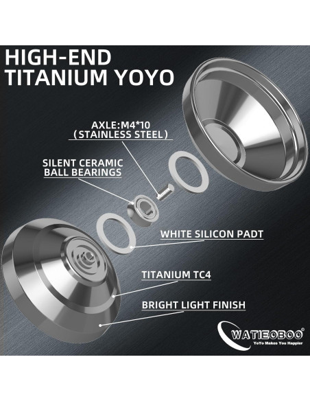 Yoyo Profesional WATIEOBOO de Titanio con 10 Cuerdas - Plata