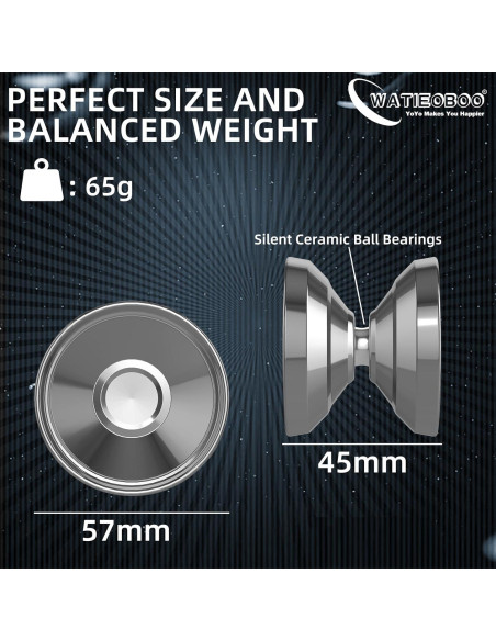 Yoyo Profesional WATIEOBOO de Titanio con 10 Cuerdas - Plata