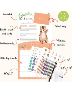 Calendario del Primer Año del Bebé Monking con Stickers 2