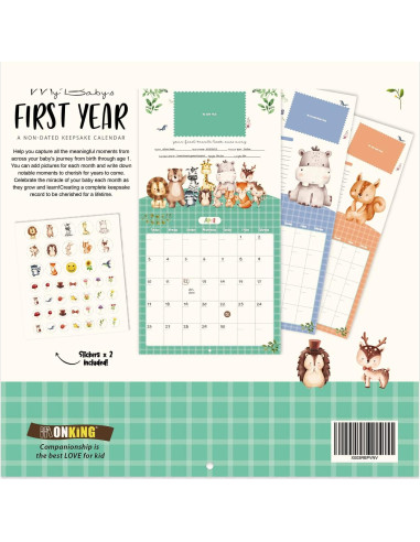 Calendario del Primer Año del Bebé Monking con Stickers