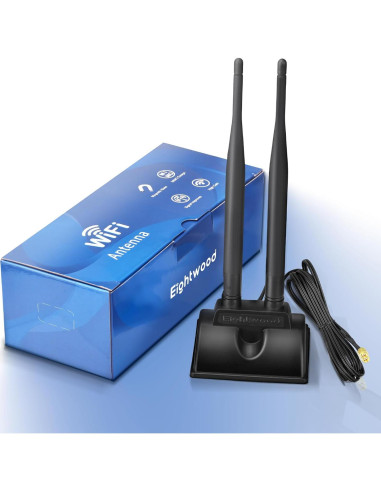 Antena WiFi Eightwood RP-SMA Doble Banda 2.4GHz 5GHz 6dBi