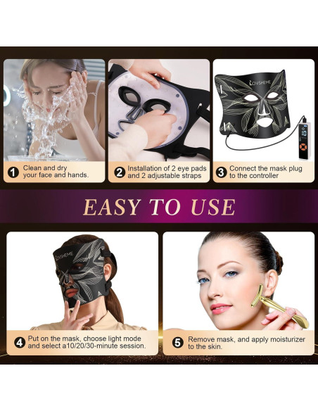 Máscara de Terapia de Luz LED Lovsheme para Rejuvenecimiento Facial