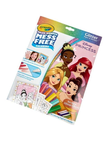 Set de Colorear Crayola Princesas Disney con Brillo 10 Páginas