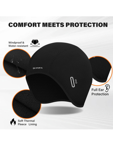 Gorro Calentado Dr.Warm para Ciclismo Unisex - Térmico Negro