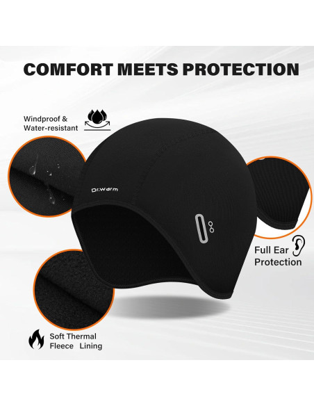 Gorro Calentado Dr.Warm para Ciclismo Unisex - Térmico Negro
