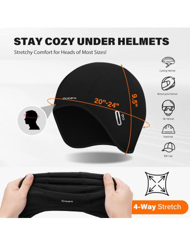 Gorro Calentado Dr.Warm para Ciclismo Unisex - Térmico Negro