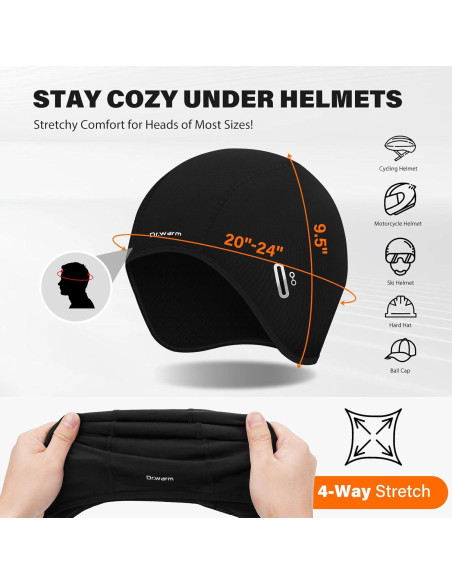 Gorro Calentado Dr.Warm para Ciclismo Unisex - Térmico Negro