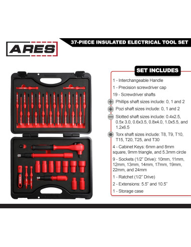 Juego de Herramientas Aisladas ARES 37 Piezas Ergonómico