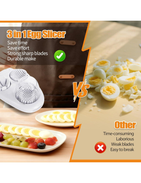 Cortador de Huevos 3 en 1 Solaceura - Acero Inoxidable, Multifuncional