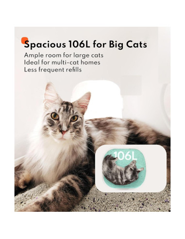 Caja de Arena Autolimpiante Homerunpet CS106 - 106L para Múltiples Gatos