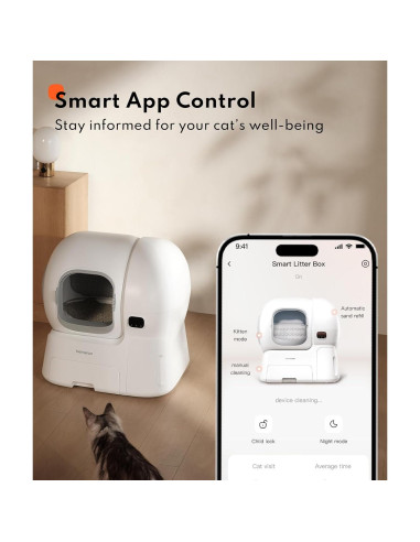 Caja de Arena Autolimpiante Homerunpet CS106 - 106L para Múltiples Gatos