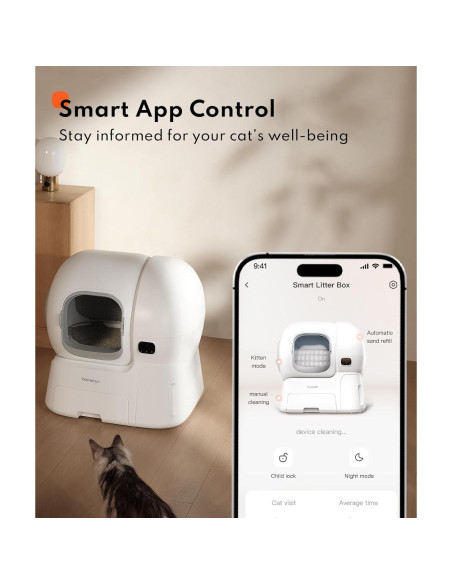 Caja de Arena Autolimpiante Homerunpet CS106 - 106L para Múltiples Gatos