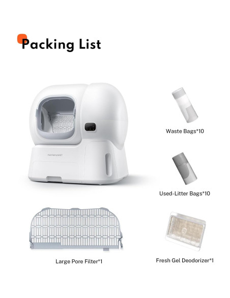 Caja de Arena Autolimpiante Homerunpet CS106 - 106L para Múltiples Gatos