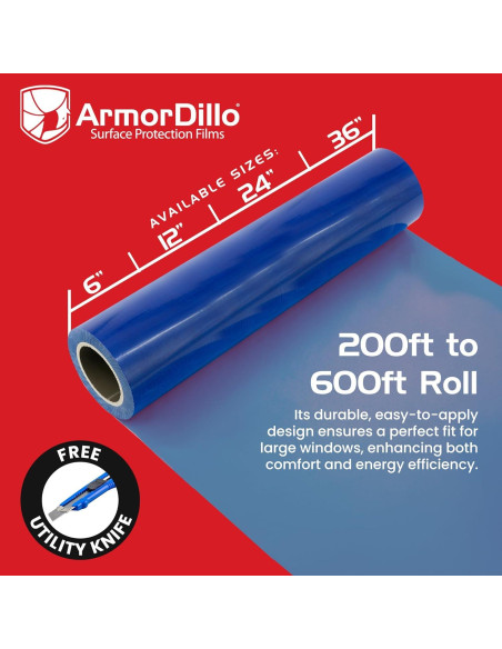 Film de Protección de Ventanas ArmorDillo 15.24 cm x 60.96 m Azul