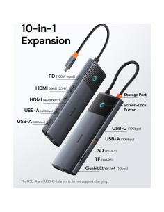 Baseus Estación de Acoplamiento 10 en 1 USB-C 4K 120Hz 2