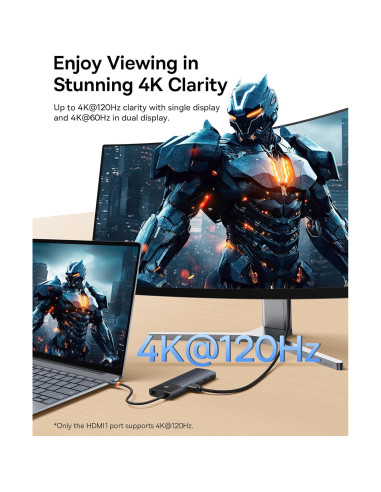 Baseus Estación de Acoplamiento 10 en 1 USB-C 4K 120Hz