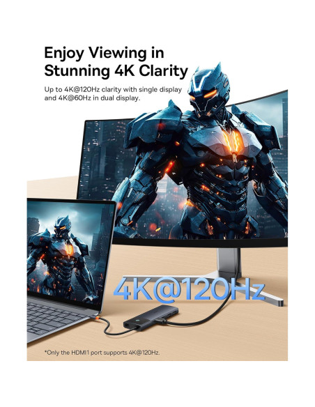 Baseus Estación de Acoplamiento 10 en 1 USB-C 4K 120Hz