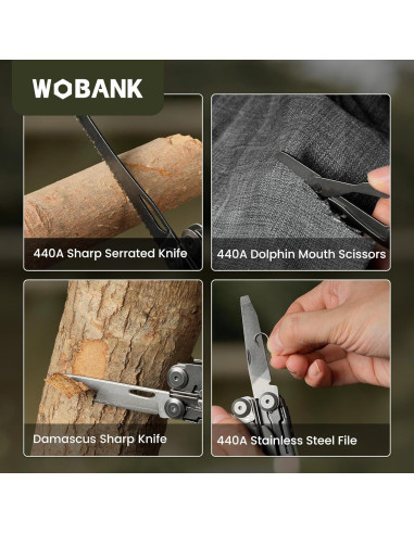 Multiherramienta 16-en-1 WOBANK de Acero Inoxidable para Camping