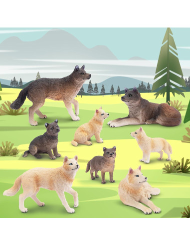 Figuras de Lobo Toymany 8PCS Juguetes Educativos Realistas