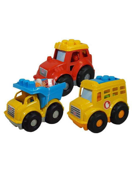 Set de 3 Vehículos Mega Bloks Primer Constructor - Autobús, Tractor y Camión