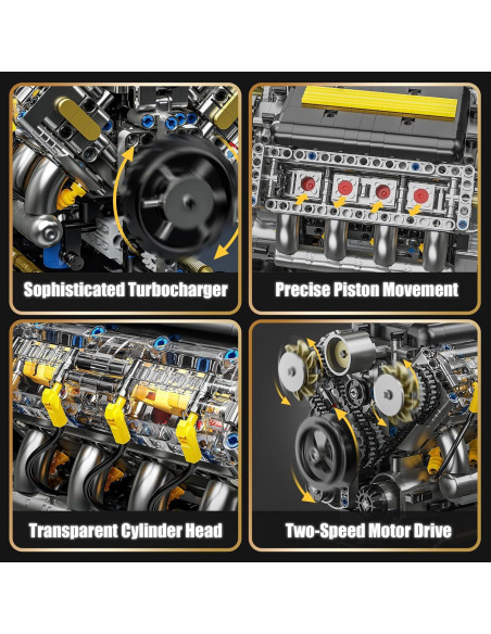 Kit de Construcción Motor V8 BseSparklion 905 Piezas STEM