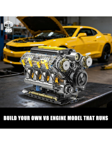 Kit de Construcción Motor V8 BseSparklion 905 Piezas STEM