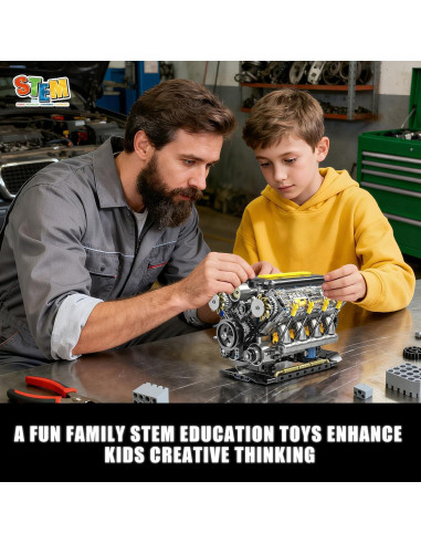 Kit de Construcción Motor V8 BseSparklion 905 Piezas STEM